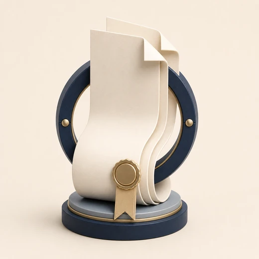 Escultura abstracta de documentación y cumplimiento tributario